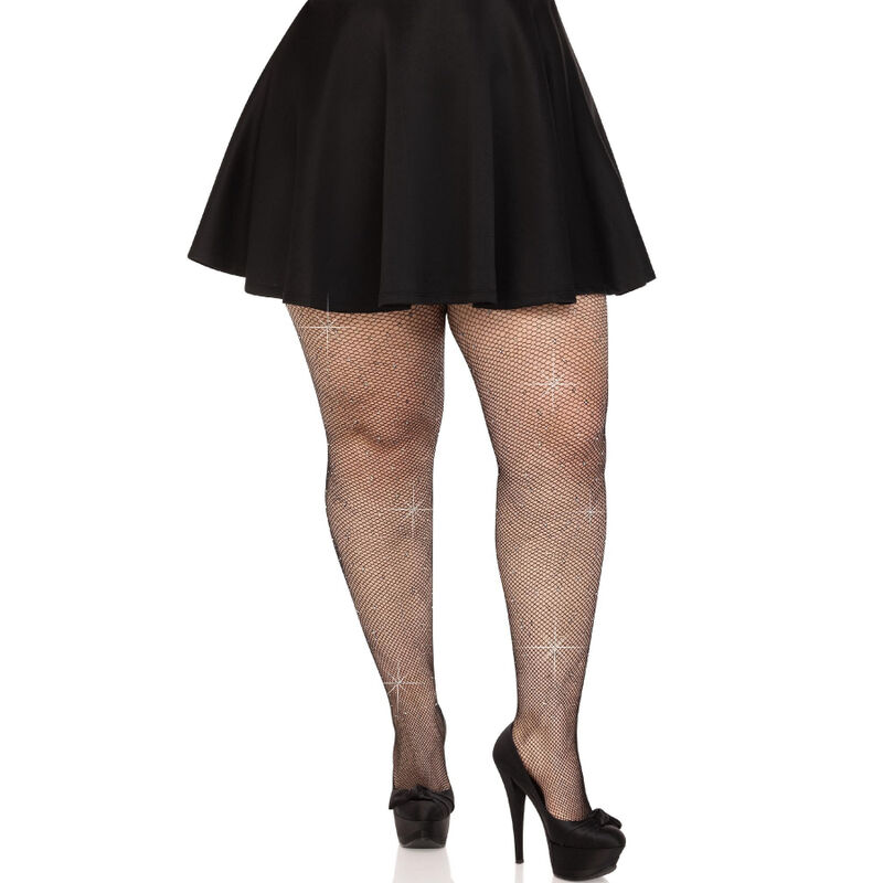 Calze a rete Leg Avenue con strass, nere o color caramello
