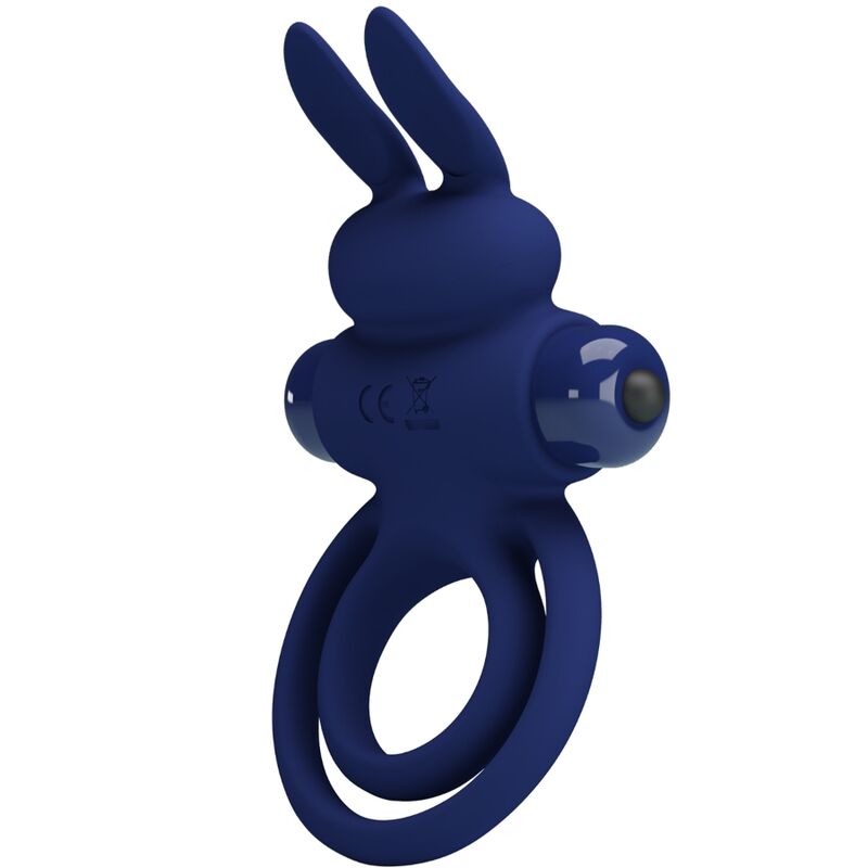 Pretty Love Darey anello vibrante per il pene con stimolatore a forma di coniglio, blu