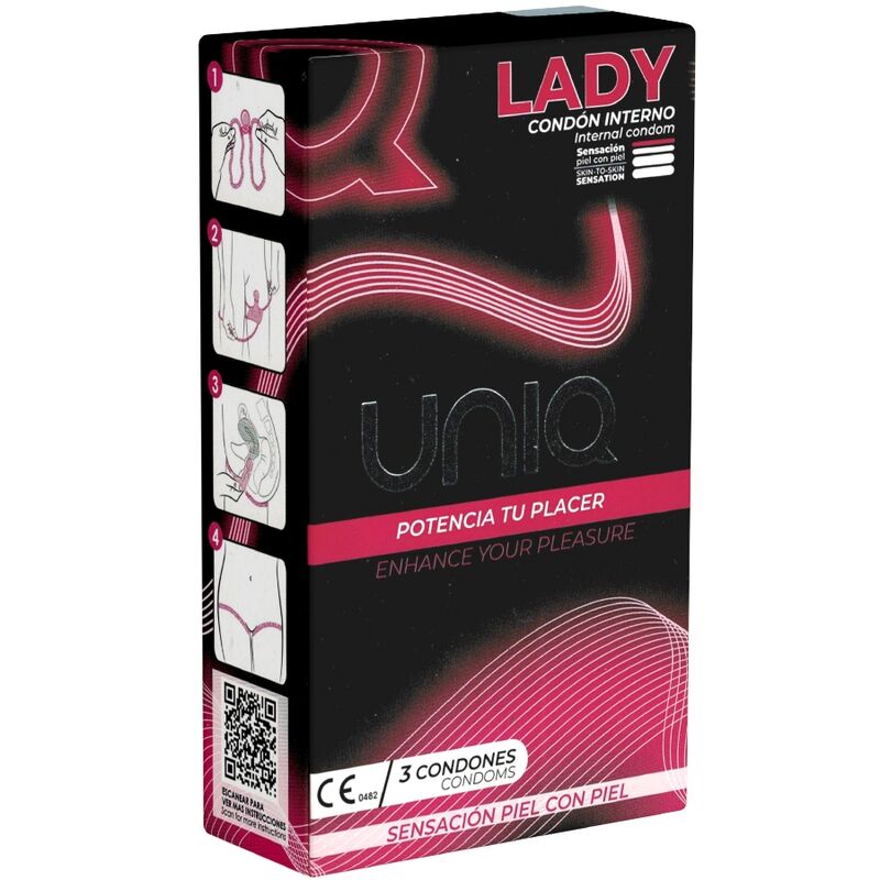 Preservativi femminili UNIQ Lady, senza lattice, 3 pezzi