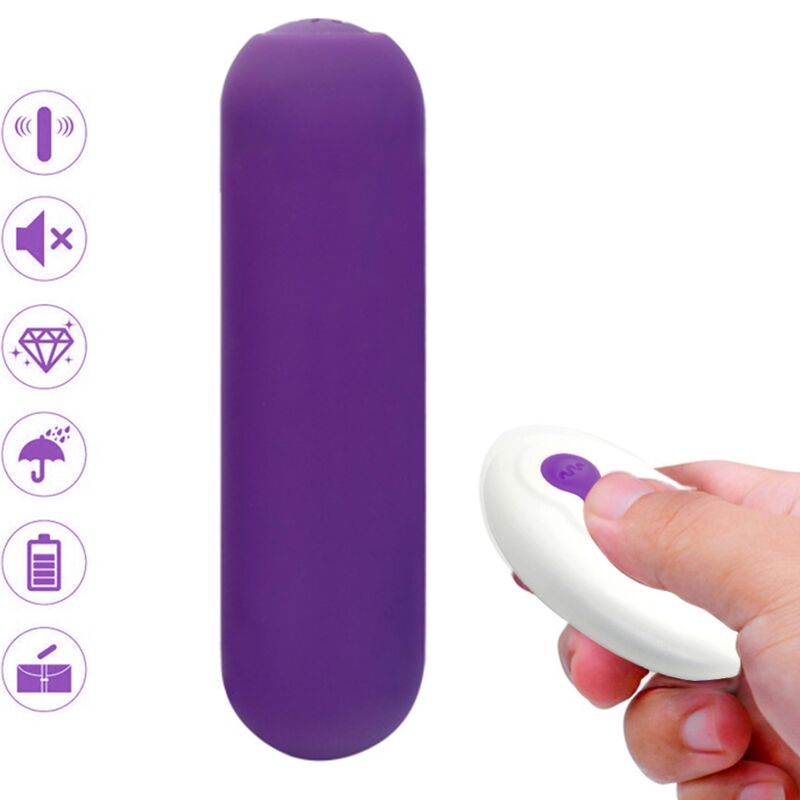 Bullet vibrante con telecomando in silicone viola, 10 programmi ARMONY