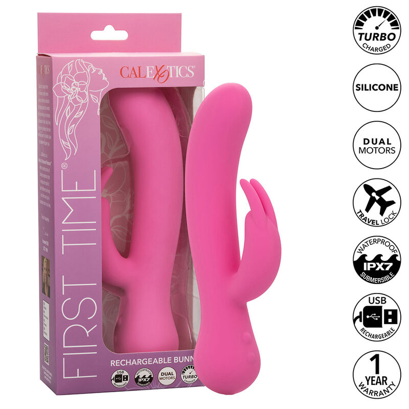 Vibratore rabbit CalExotics First Time, rosa e ricaricabile