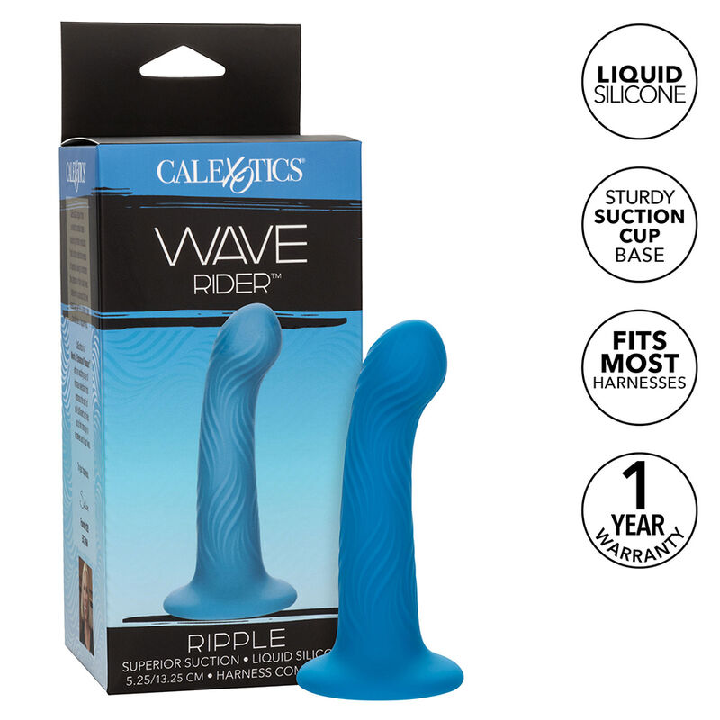 CalExotics Wave Rider Ripple plug anale in silicone liquido, blu