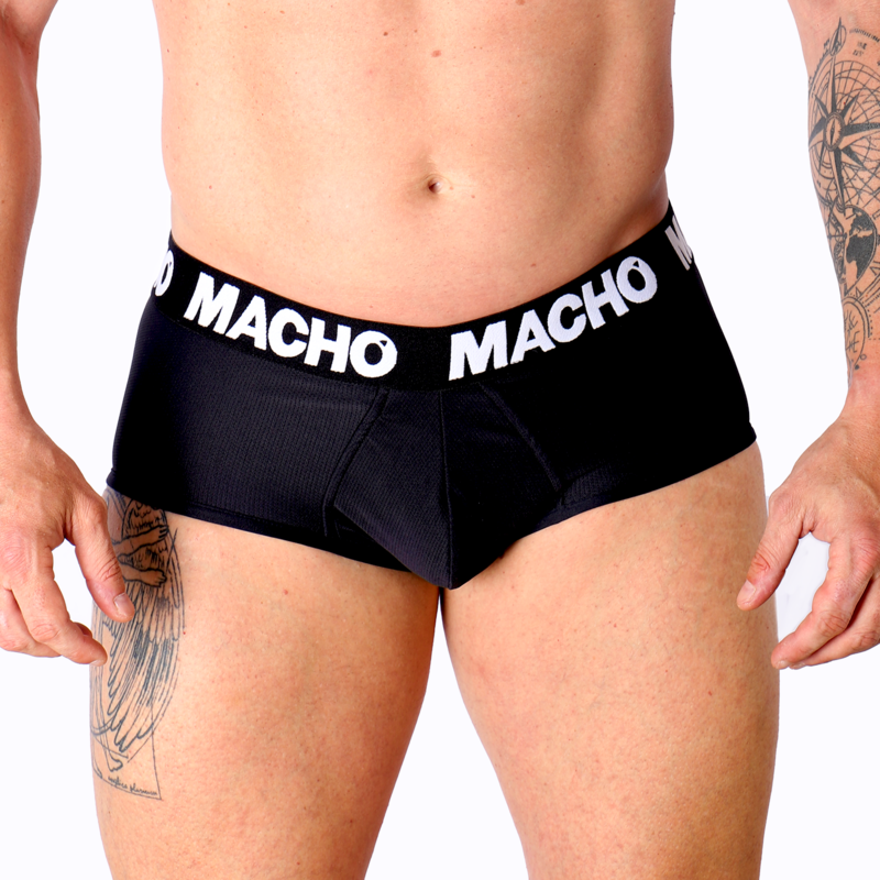 Slip da uomo con coppa ingrandente in Lycra traspirante nero MACHO UNDERWEAR