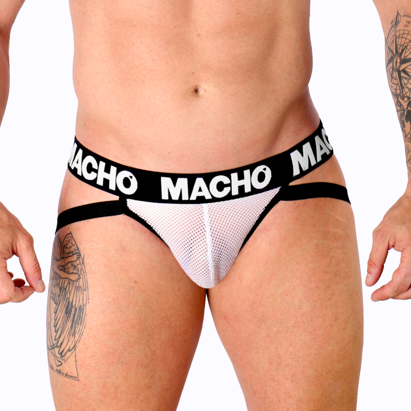 Jockstrap MACHO MX26X1 in mesh bianco · Taglia: S