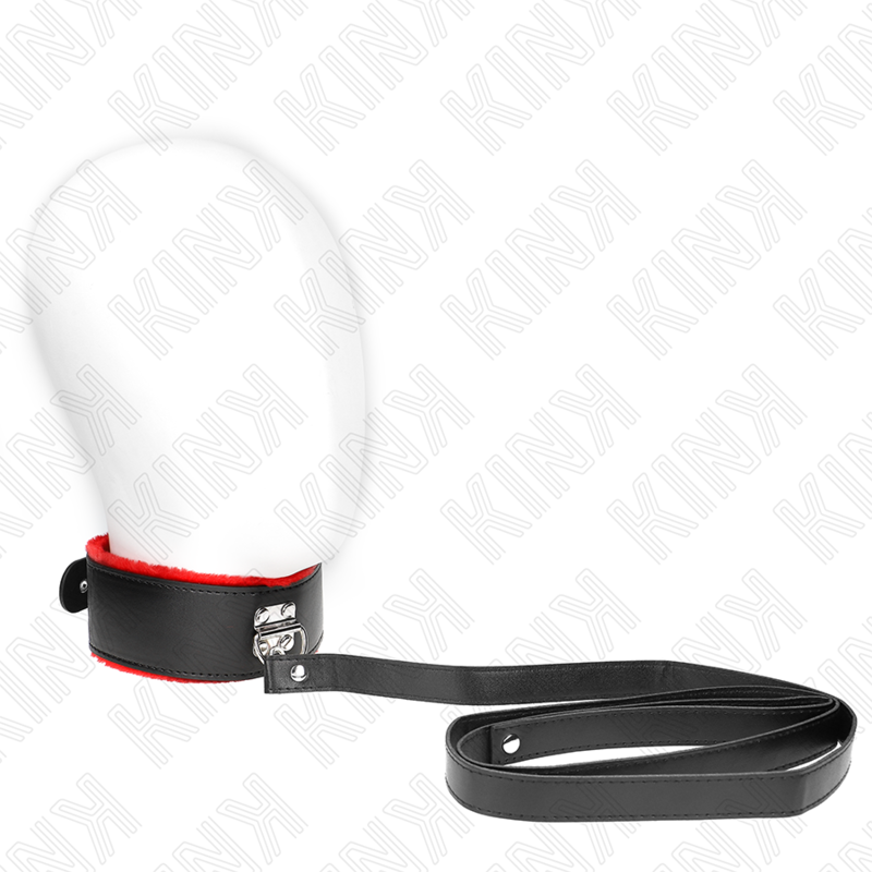Collare BDSM KINK con guinzaglio in pelle rossa, regolabile