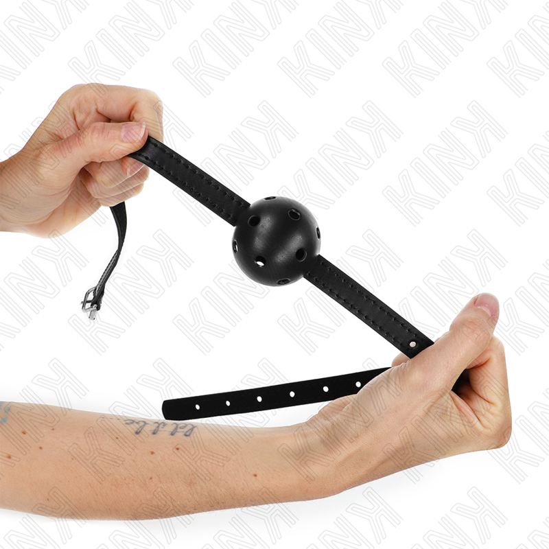 Bavaglio con pallina e foro per la respirazione KINK Simplicity, nero, 4,5 cm