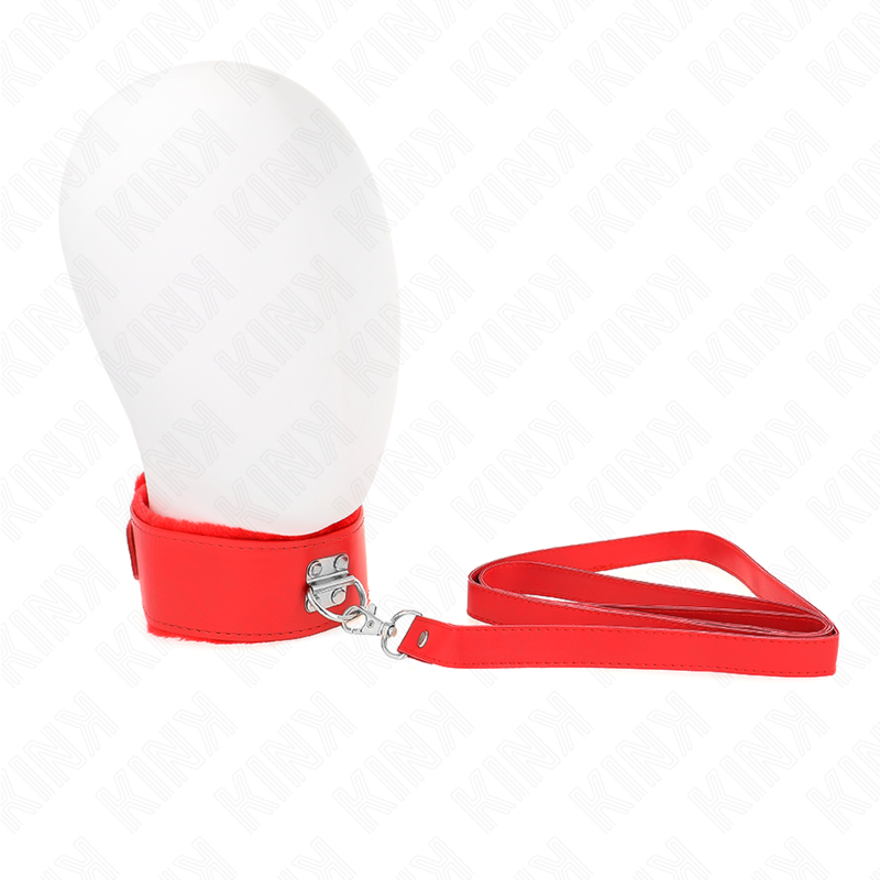 Collare BDSM KINK con guinzaglio e borchie color argento, rosso