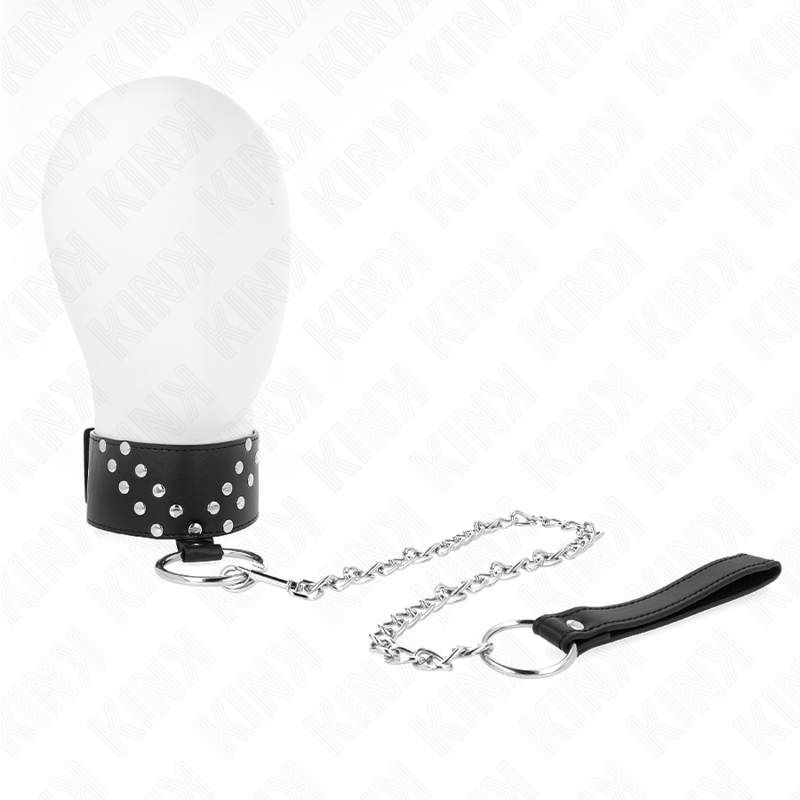 Collare BDSM KINK con borchia a V e cinghia da 65 cm