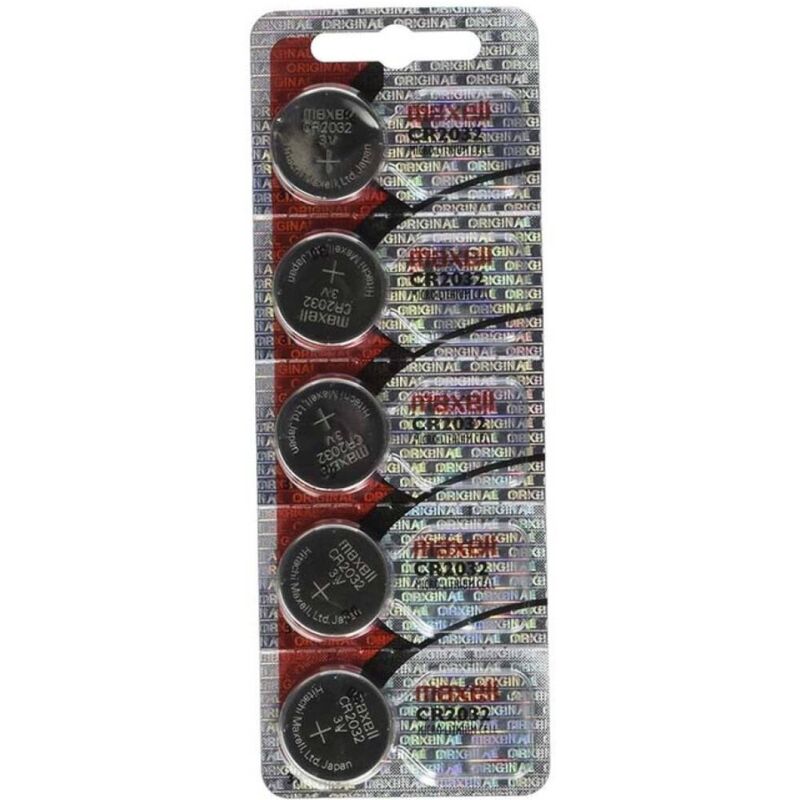Pile a bottone CR2032 da 3 V a lunga durata, confezione da 5 per orologi e dispositivi MAXELL