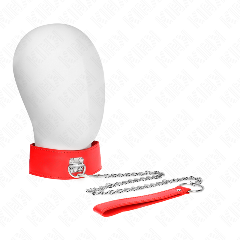 Collare BDSM KINK con guinzaglio, rosso, 65 cm