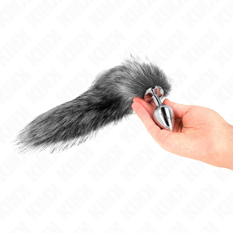 Plug anale KINK con coda, taglia M, grigio