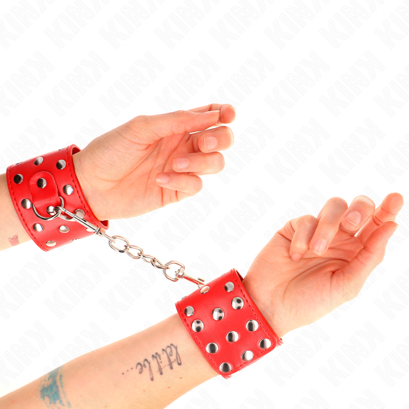 Polsiere rosse KINK con borchie, regolabili