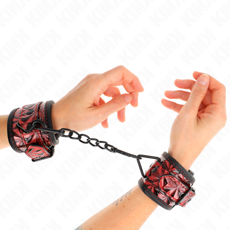 Polsini KINK con motivo a rombi, rosso scuro