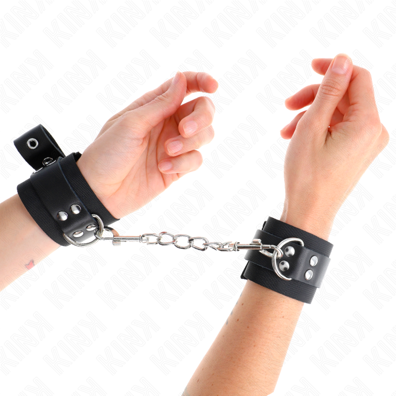 KINK manette nere in nylon con cinturini in pelle