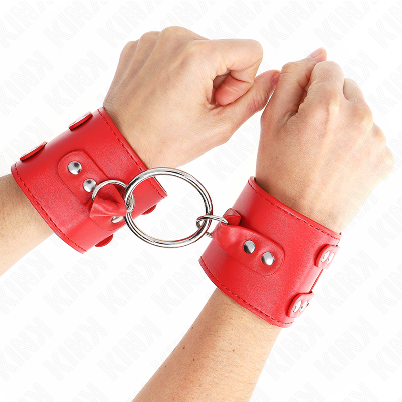 Polsini KINK rossi con anello e borchie