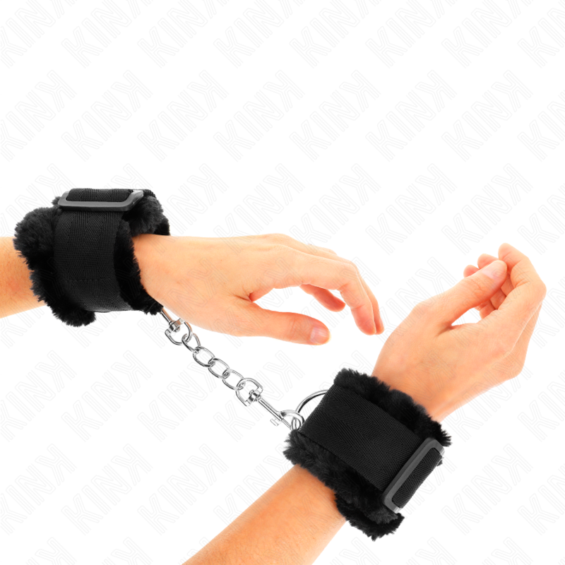 Manette nere KINK con morbida fodera effetto pelliccia