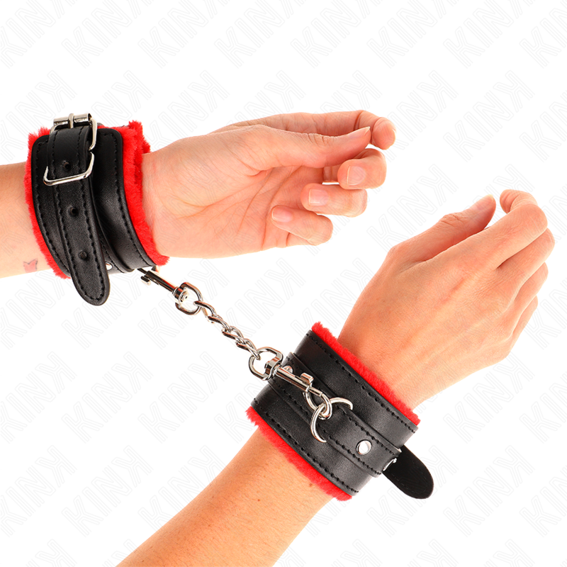 Manette KINK con fodera in pelliccia, rosse e nere