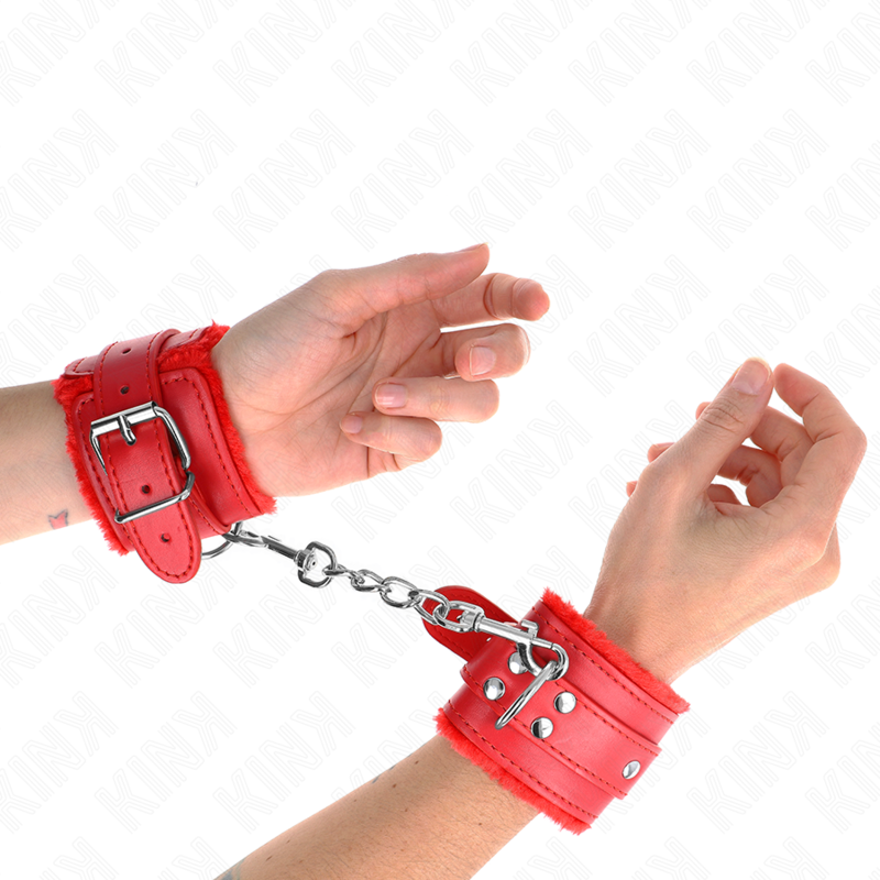 Manette rosse KINK con fodera in peluche, regolabili