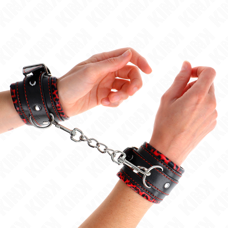 Manette KINK con fodera in peluche, rosse e nere