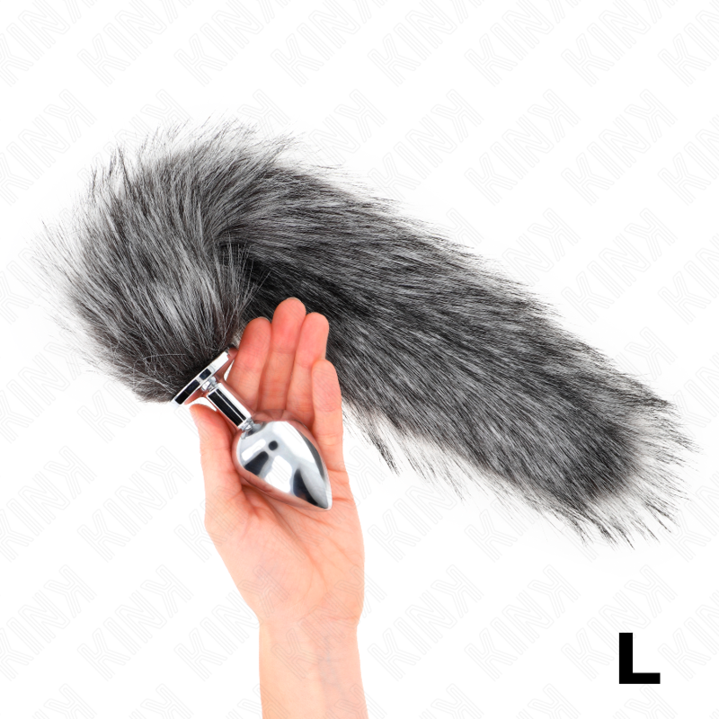 Plug anale KINK con coda, taglia L, grigio