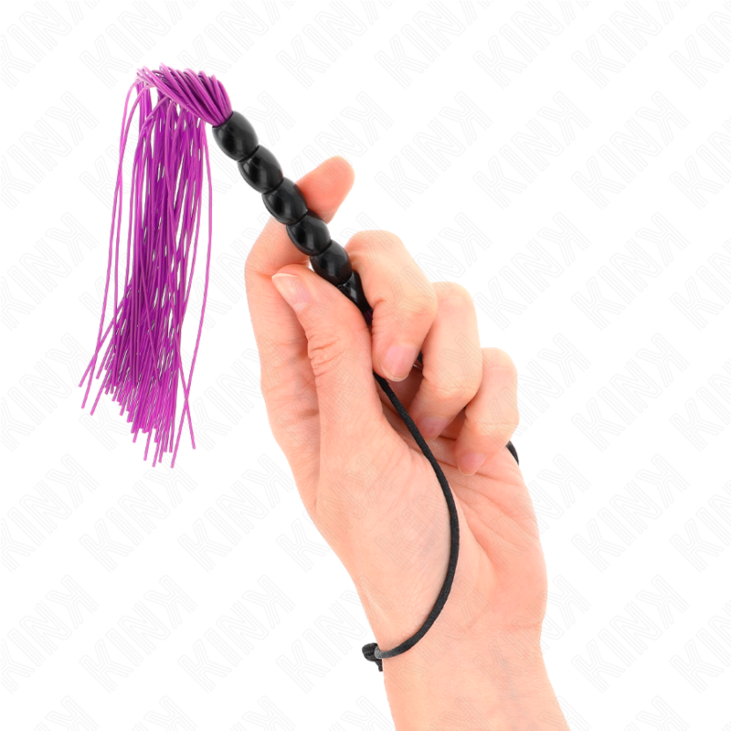 Mini frustino KINK in silicone con 6 perline viola, 26 cm