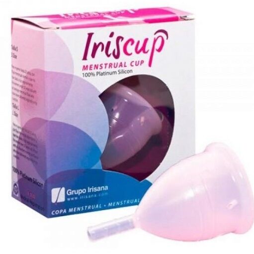 Coppetta mestruale IRISCUP grande rosa con sacchetto per la sterilizzazione