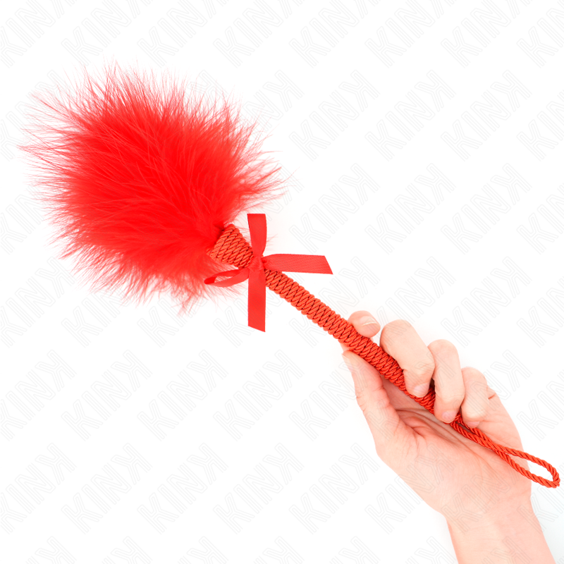 KINK solletico con piume rosse e cordino in nylon, 25 cm