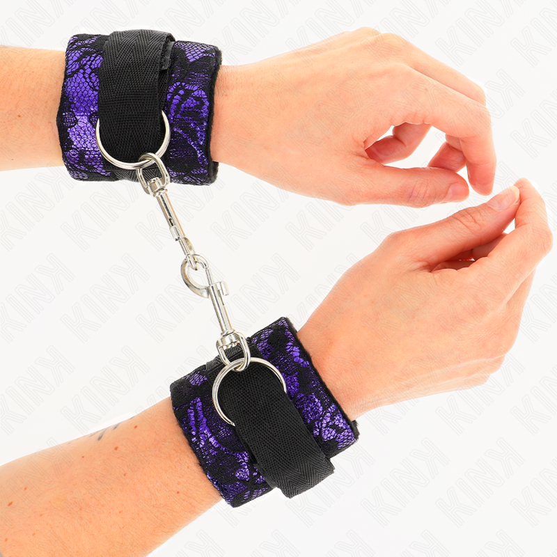 KINK manette corte con dettaglio in pizzo di velluto, viola e nero