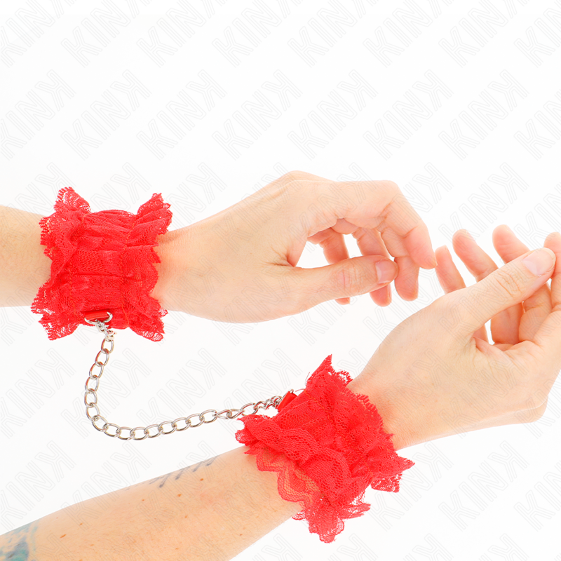 Polsiere elastiche rosse in pizzo KINK