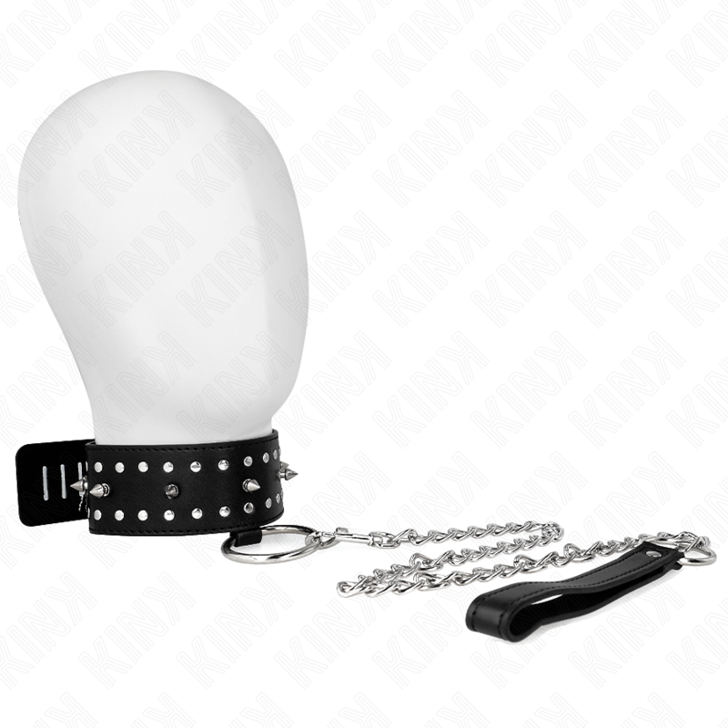 Collare BDSM KINK con guinzaglio e borchie argentate, modello 1