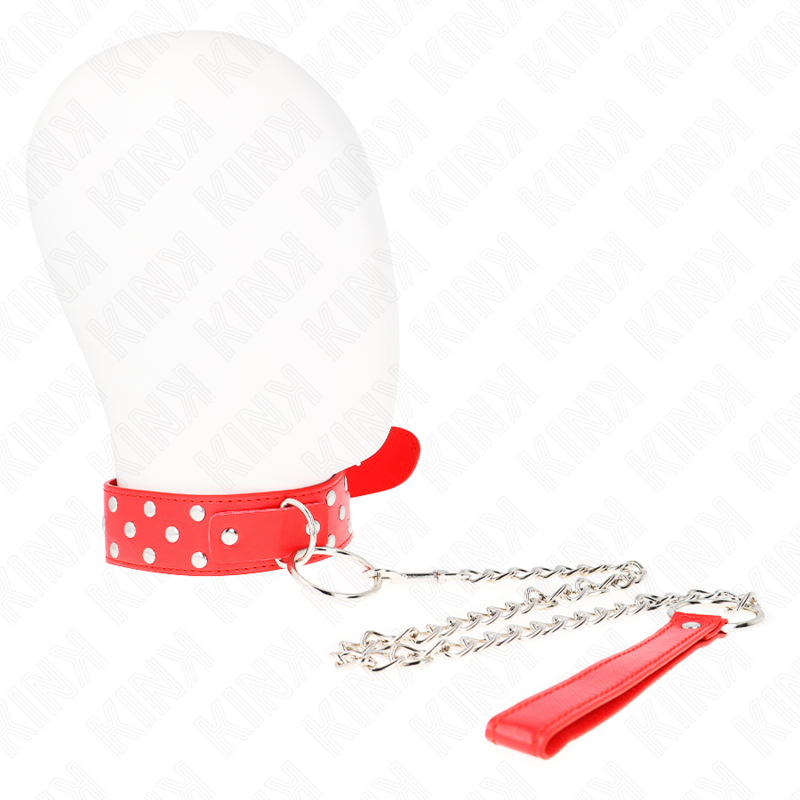 Collare BDSM KINK con anello e borchie, rosso