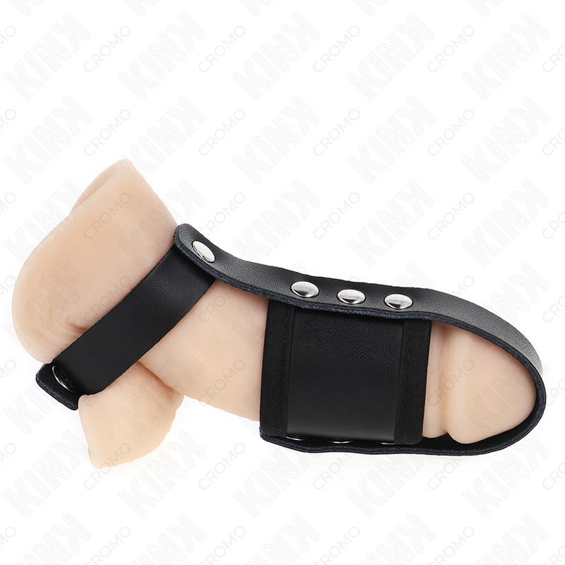 KINK RING POWER gabbia per pene in pelle con cinturino separatore regolabile
