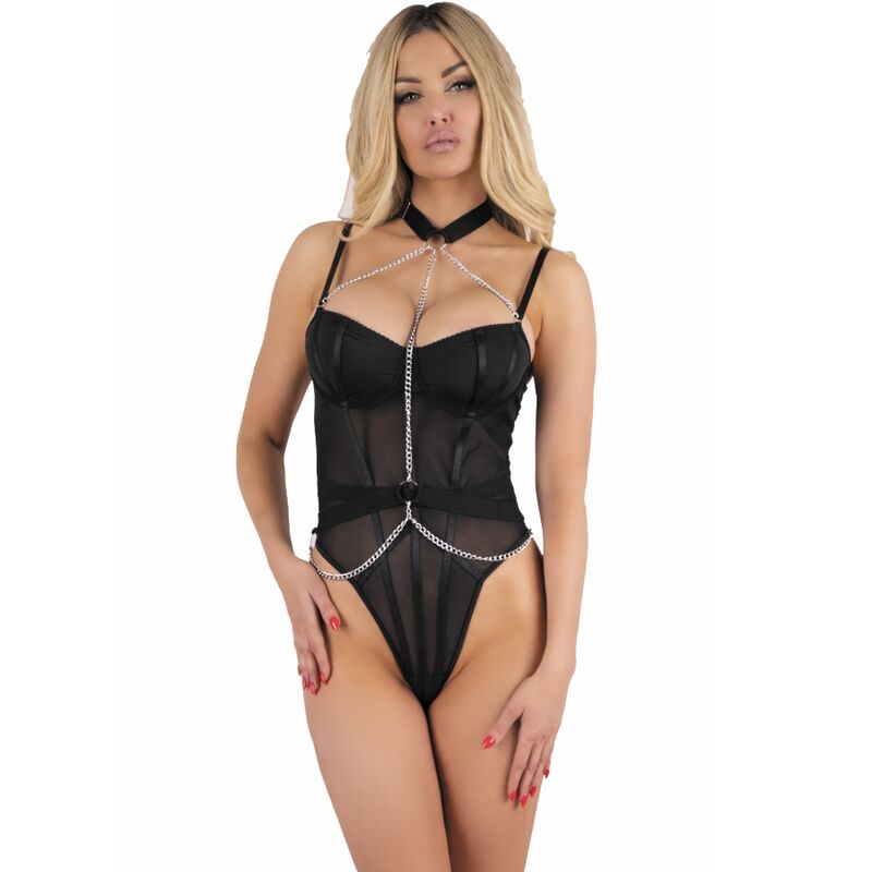 Sensuale completo nero con vestaglia, top e perizoma LIVCO CORSETTI FASHION