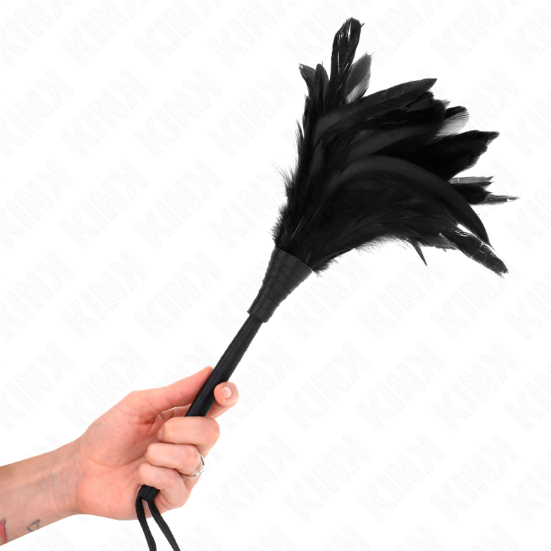 KINK solletico di piume con impugnatura a forma di corno, 36 cm