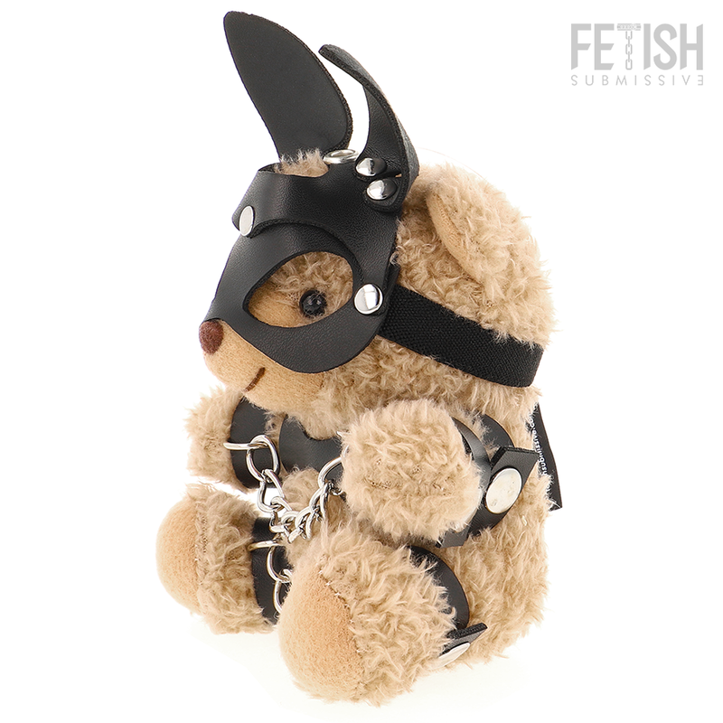 Peluche Mishka FETISH SUBMISSIVE con maschera con orecchie da coniglio