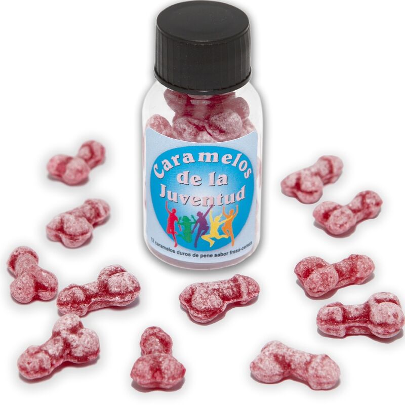 DIABLO PICANTE Caramelle a forma di pene al gusto di fragola e ciliegia, 12 pezzi