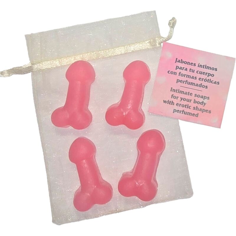 DIABLO PICANTE Mini saponette a forma di pene, 4 pezzi, rosa