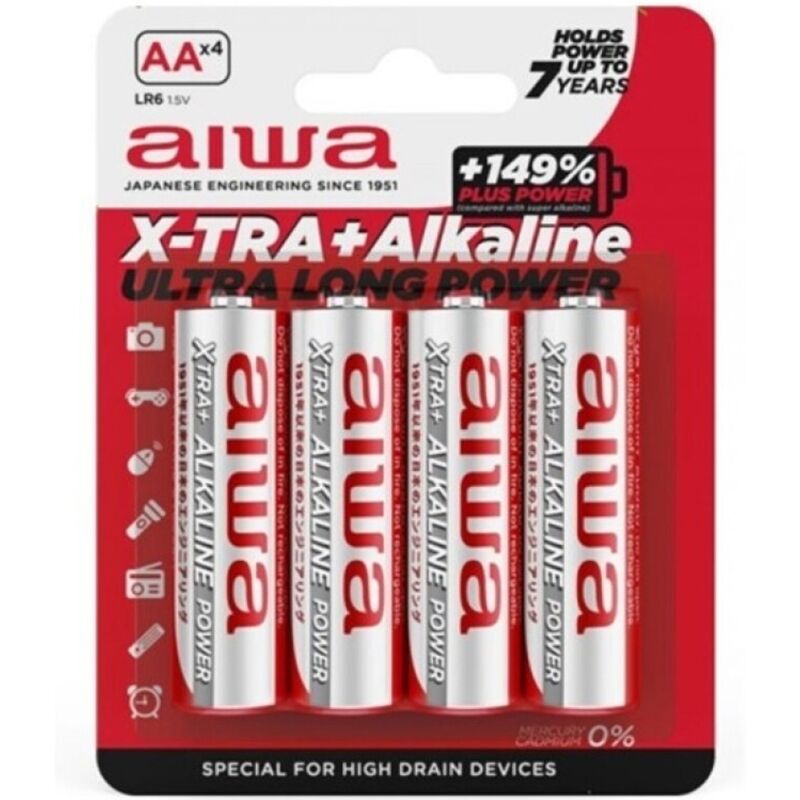 Pile alcaline AA AIWA X TRA, 4 pezzi