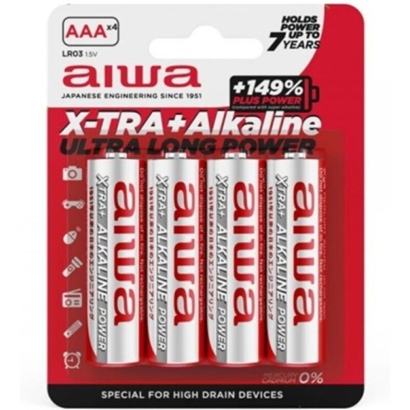 Batterie alcaline AIWA X TRA AAA LR03, 4 pezzi