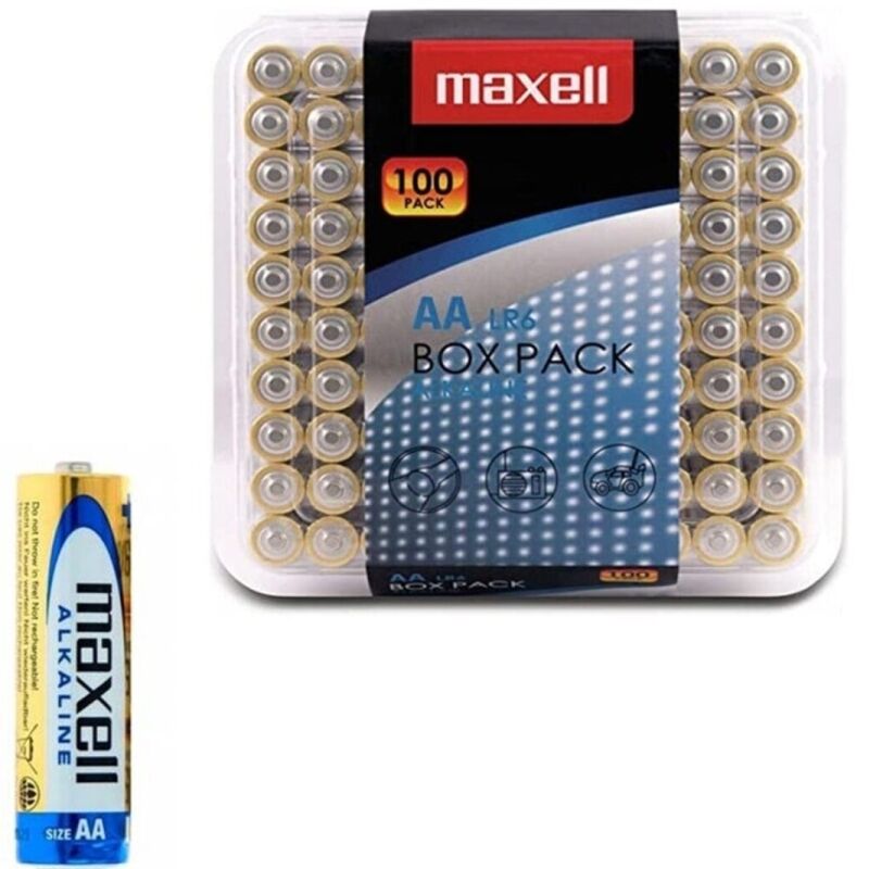 Pile AA alcaline MAXELL confezione da 100, lunga durata e prestazioni affidabili