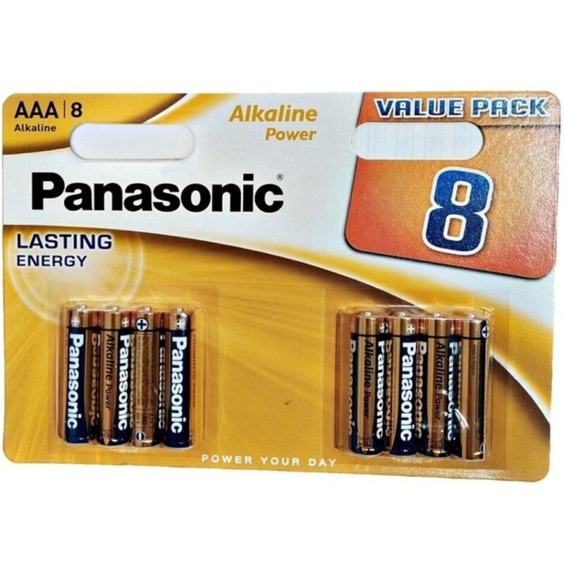 Pile alcaline AAA a lunga durata per l’uso quotidiano, confezione da 8 PANASONIC