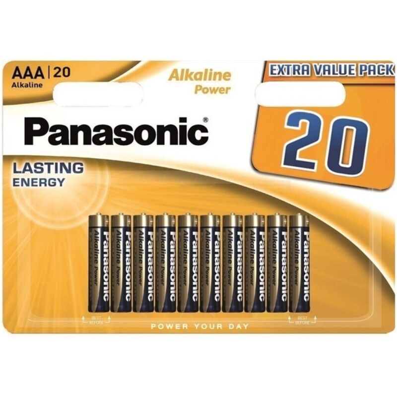 Batterie alcaline AAA, confezione da 20, lunga durata per dispositivi PANASONIC