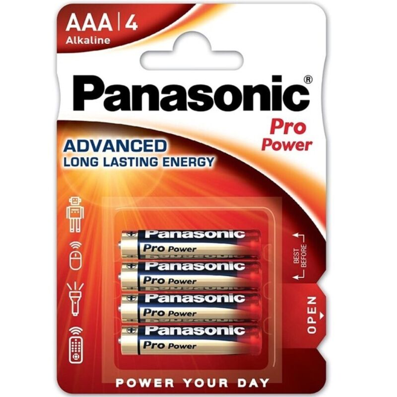 Batterie alcaline AAA confezione da 4, lunga durata per dispositivi PANASONIC