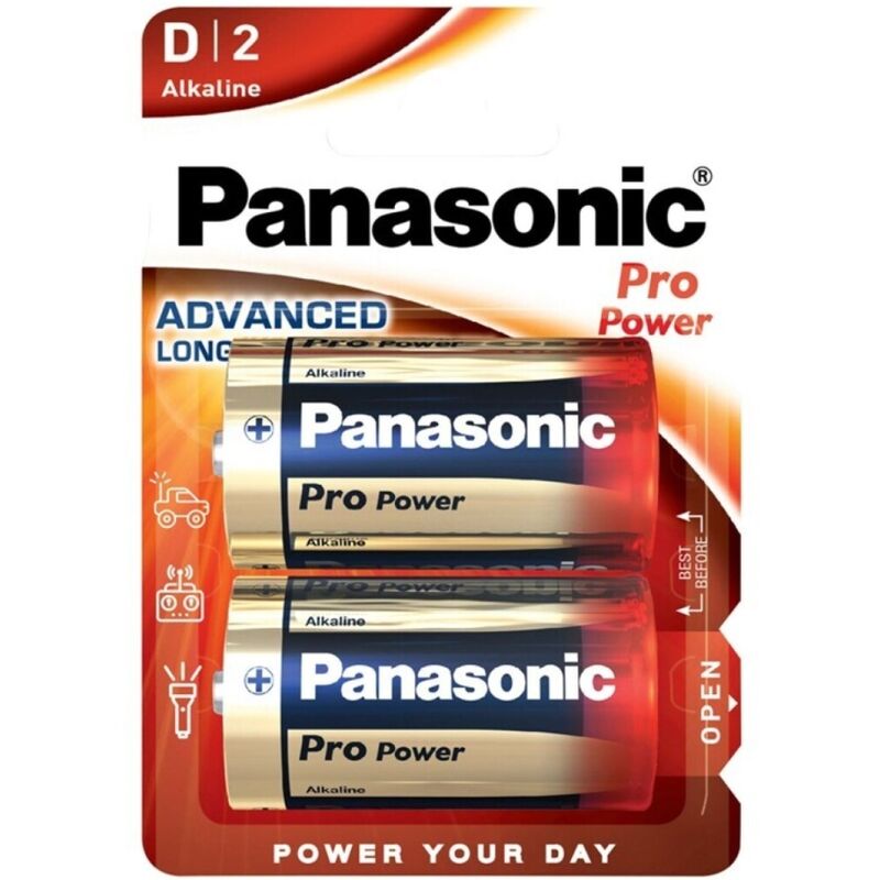 Batterie alcaline LR20 D ad alta capacità, confezione da 2, lunga durata PANASONIC