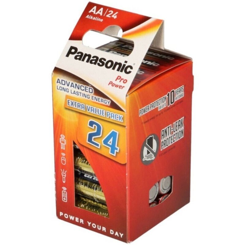 Confezione da 24 batterie AA alcaline a lunga durata per prestazioni elevate PANASONIC