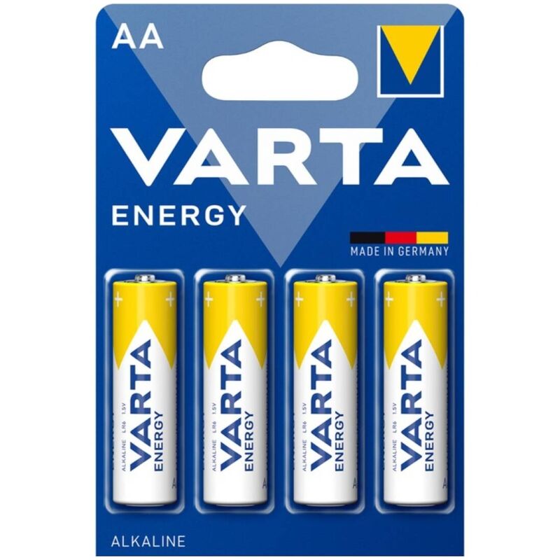 Batterie alcaline AA, confezione da 4, lunga durata per dispositivi VARTA