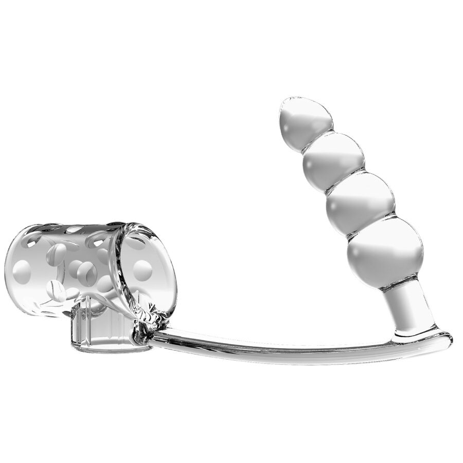 Guaina per pene Pretty Love con plug anale e anello per il pene, trasparente