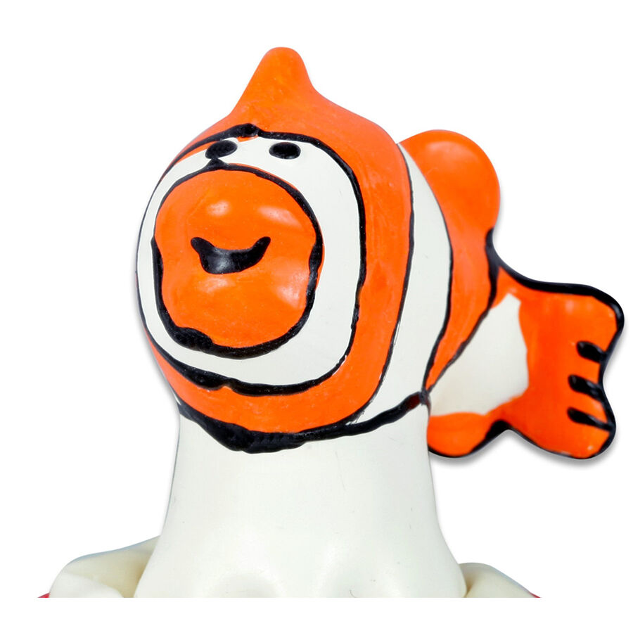 Preservativo scherzoso CONDOMERIE dipinto a mano con pesce arancione