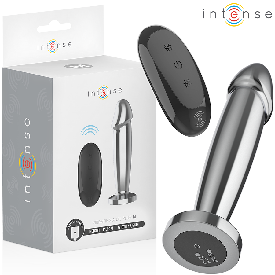 INTENSE plug anale vibrante in alluminio con telecomando, M