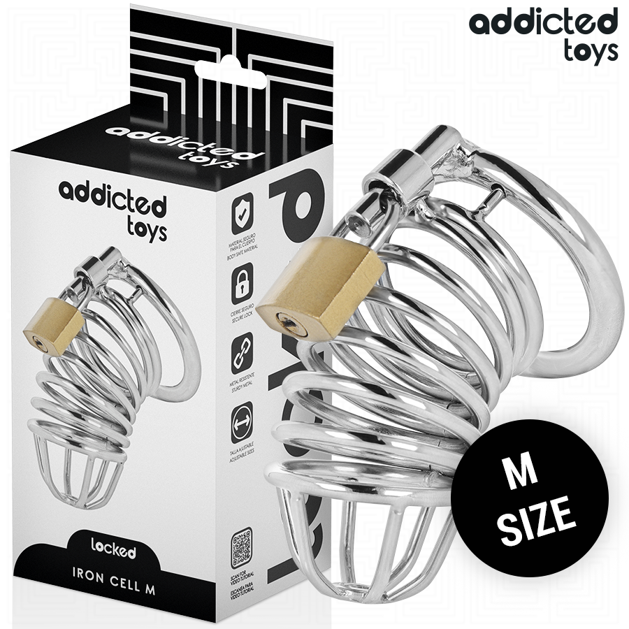 ADDICTED TOYS LOCKED Iron Cell gabbia per pene in metallo, taglia M